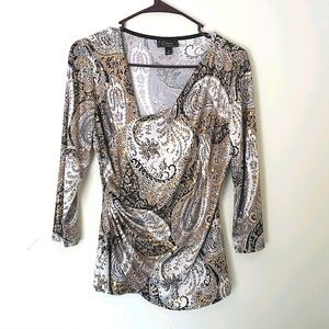 Dressbarn Collection faux asymmetric wrap blouse